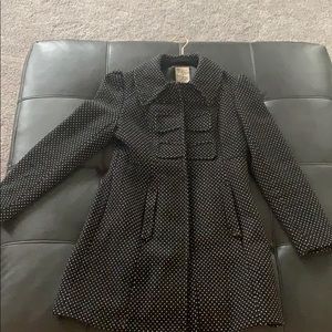 Tulle black wool coat with white polka dots